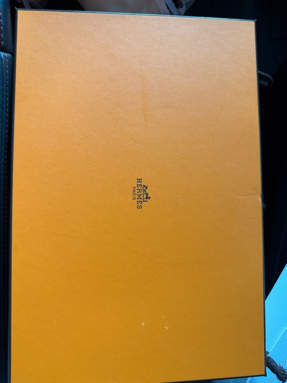 Hermès Box with Cream Branded Dust Bag and Orange Trim